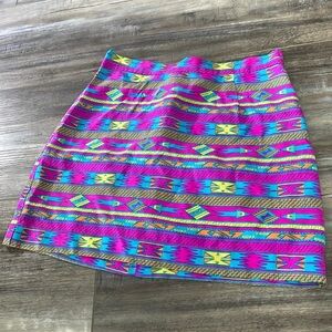Amanda Uprichard Neon Pink Aztec Mini Skirt size petite